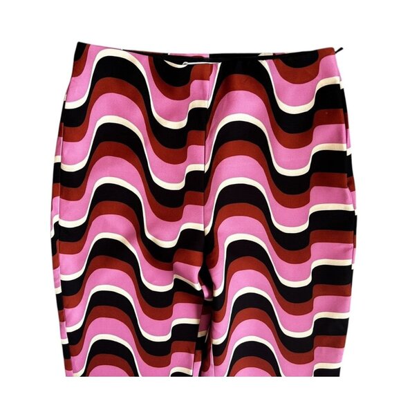 Mango Mng Straight Leg Trousers Pants Purple Psychedelic Print Stretch Small - Picture 4 of 12